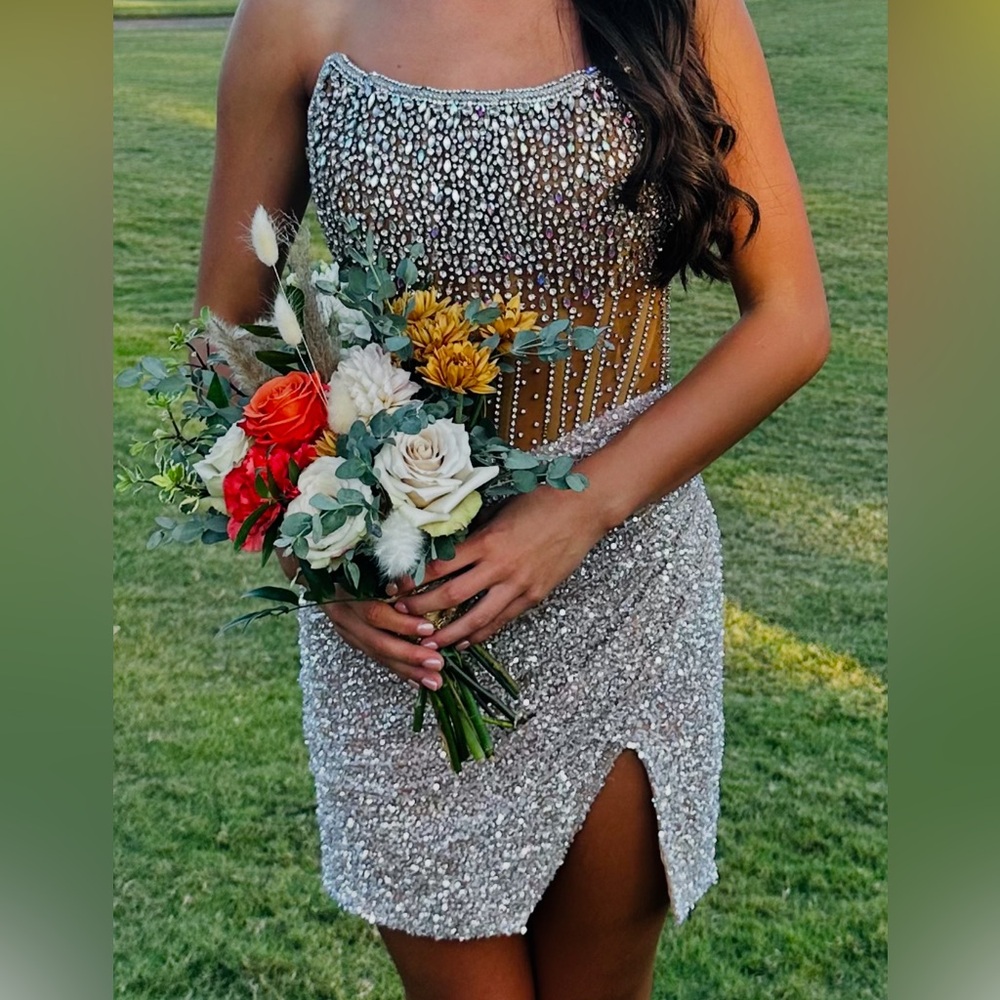 Sparkling Nude Mini Dress